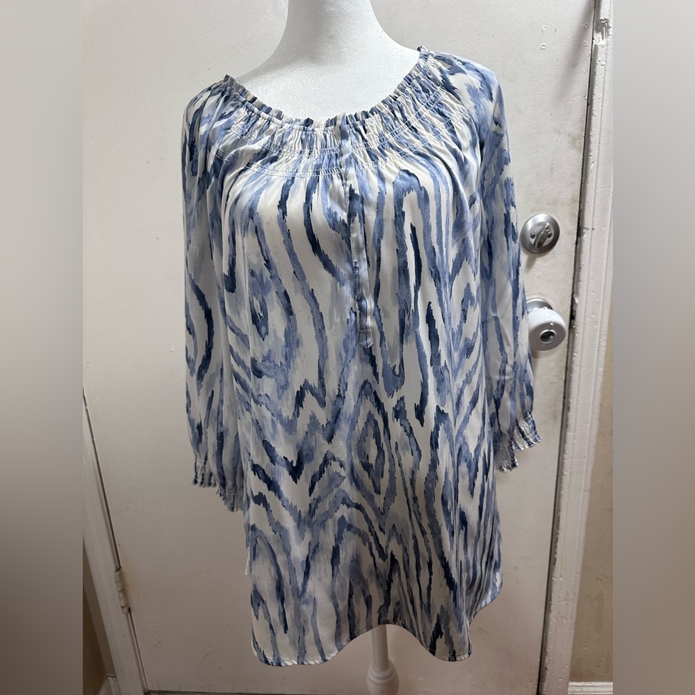Chico's Blue and White Striped Top